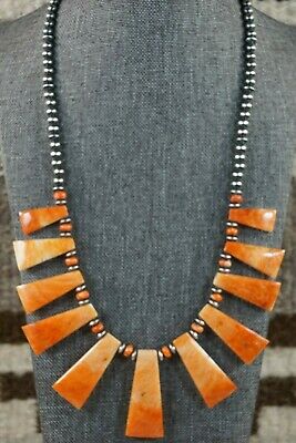 Spiny Oyster & Sterling Silver Necklace - Louise Joe - Navajo - High Lonesome Trading