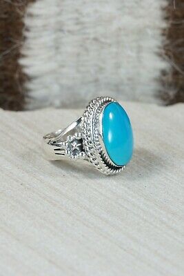 Navajo Turquoise & Sterling Silver Ring - Sheena Jack - Size 4.75