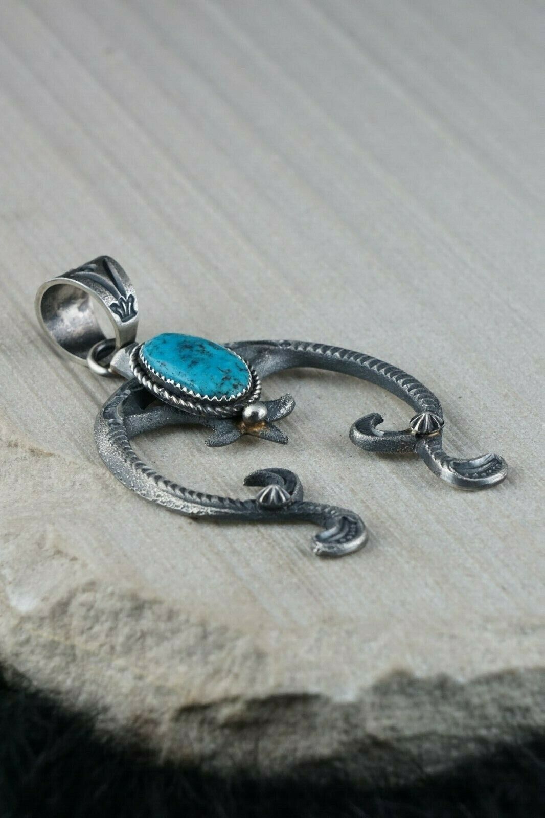 Navajo Turquoise and Sterling Silver Pendant - Eva & Linberg - High Lonesome Trading