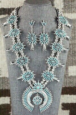Turquoise & Sterling Silver Squash Blossom Set - Lance and Cordelia Waatsa - High Lonesome Trading