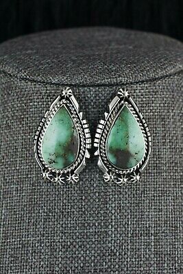 Navajo Variscite & Sterling Silver Earrings - Freida Martinez - High Lonesome Trading