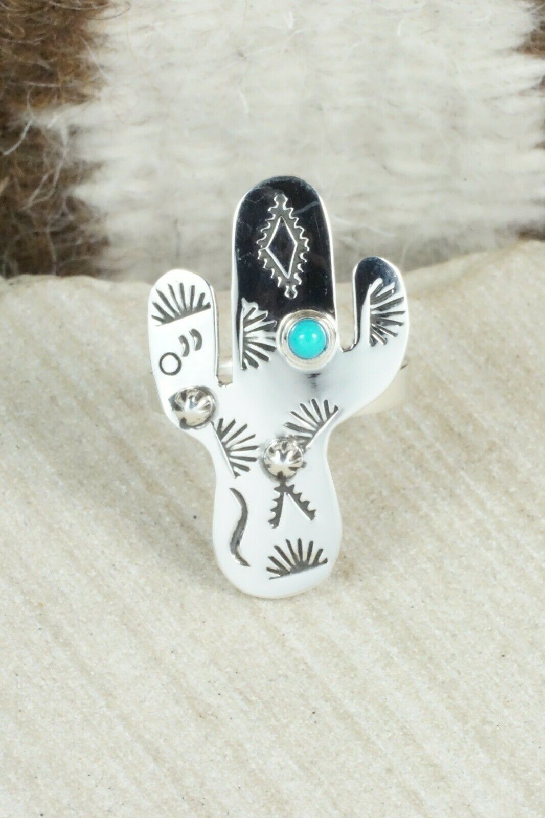 Turquoise and Sterling Silver Ring - Murphy Platero - Size 7