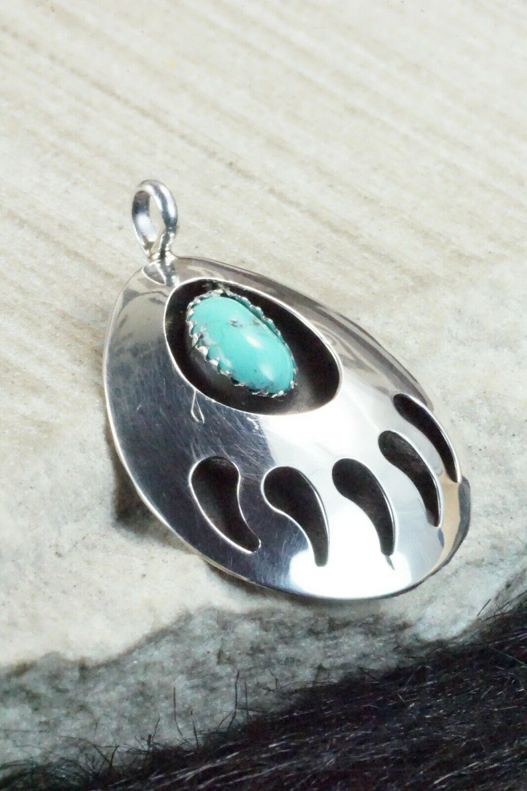 Turquoise & Sterling Silver Pendant - Virginia Long