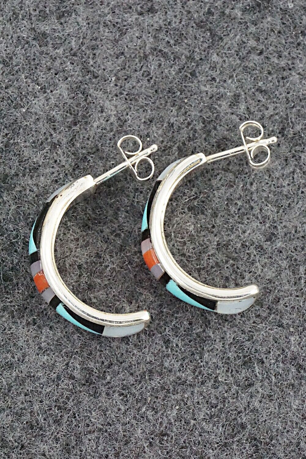 Multi Stone Inlay & Sterling Silver Earrings - Delberta Boone