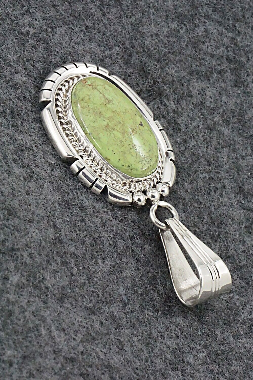 Gaspeite & Sterling Silver Pendant - Samuel Yellowhair