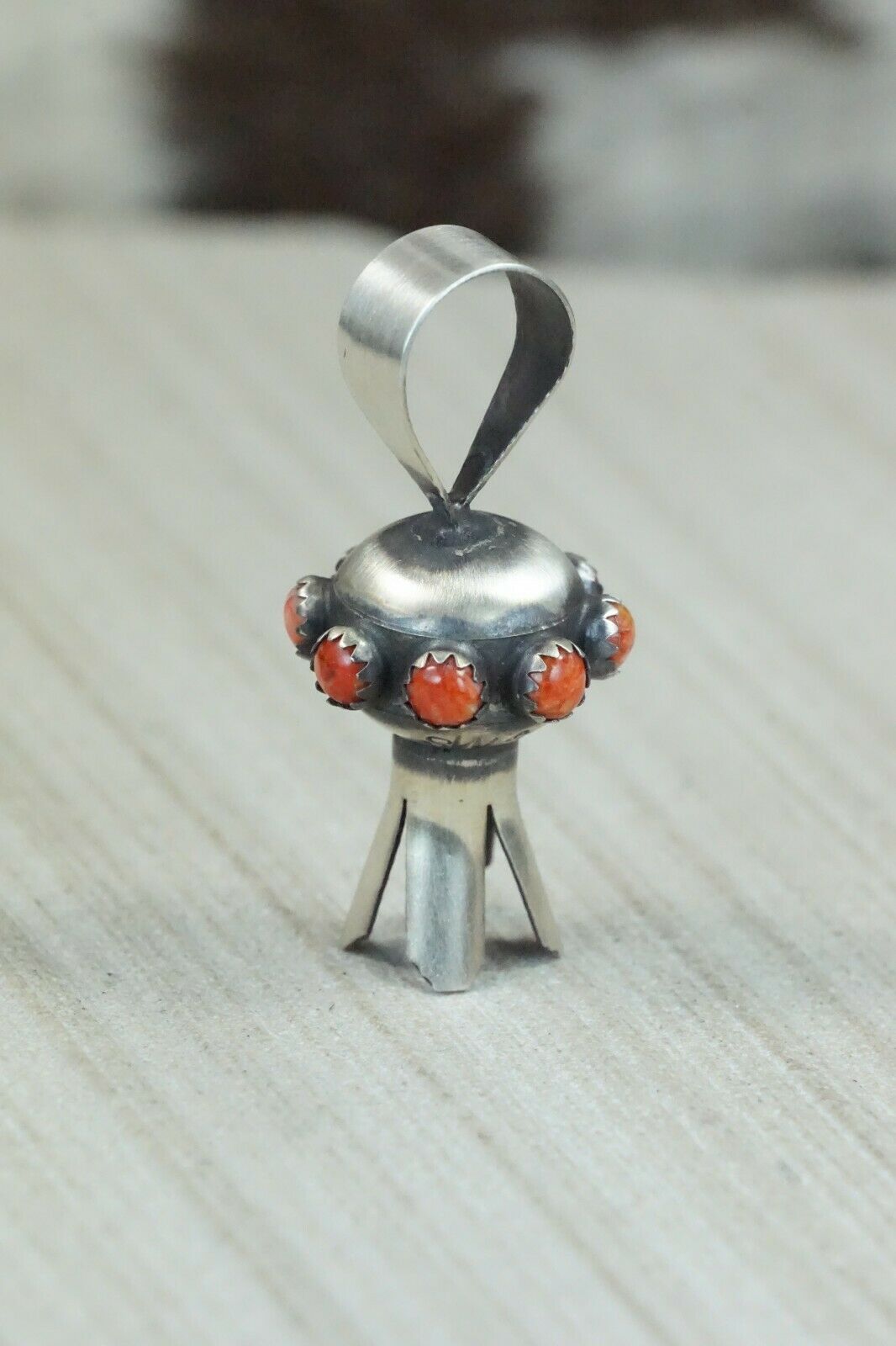 Spiny Oyster & Sterling Silver Blossom Pendant - Monica Smith - High Lonesome Trading