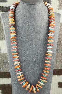 Spiny Oyster, Turquoise & Sterling Silver Necklace - Navajo
