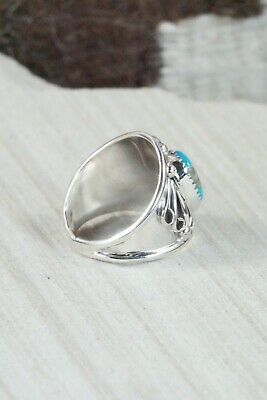 Turquoise, Coral & Sterling Silver Ring - Jeanette Saunders - Size 10