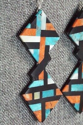 Multi Stone Inlay & Sterling Silver Earrings - Chaslyn Crespin