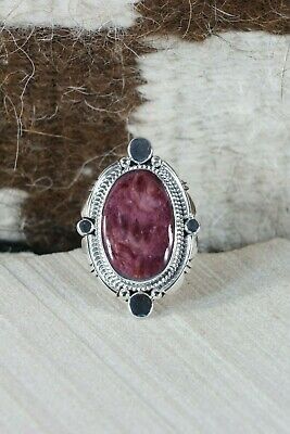 Navajo Spiny Oyster & Sterling Silver Ring - Daniel Benally - Size 7 - High Lonesome Trading