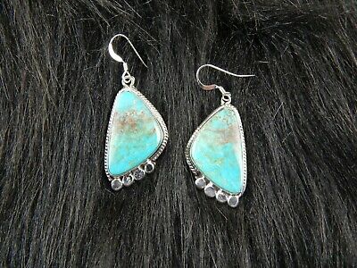 Navajo Turquoise & Sterling Silver Earrings - Genevieve Francisco - High Lonesome Trading
