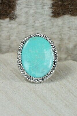 Navajo Turquoise and Sterling Silver Ring - Bobby Platero - 9.5