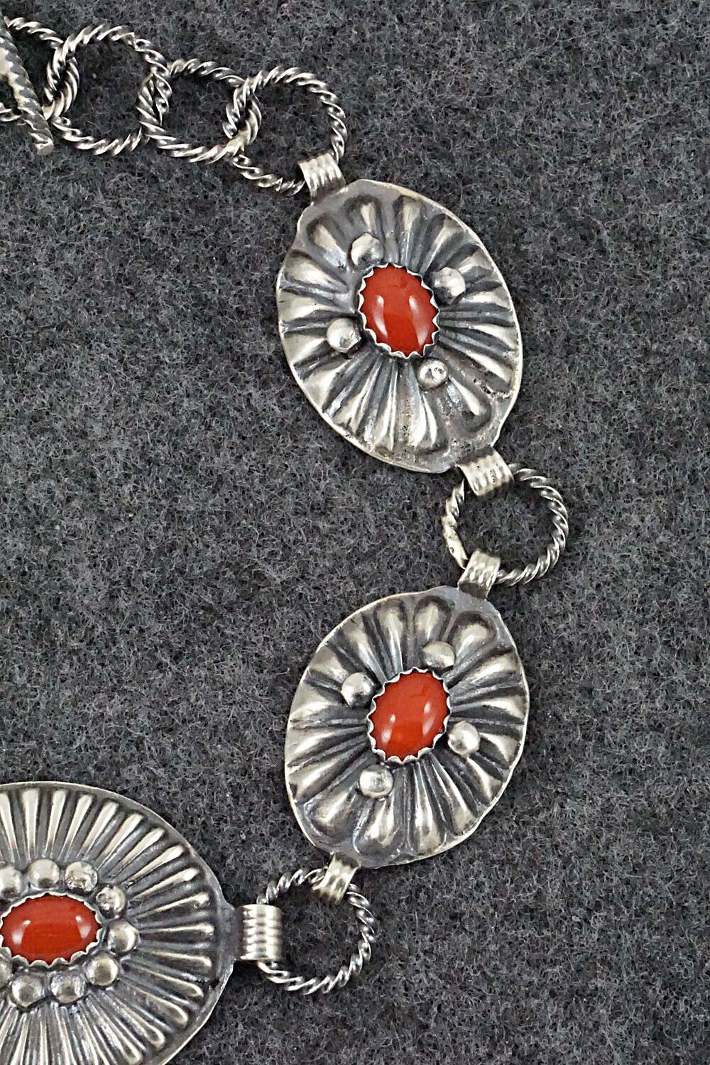 Coral and Sterling Silver Bracelet - Andrew Gordon