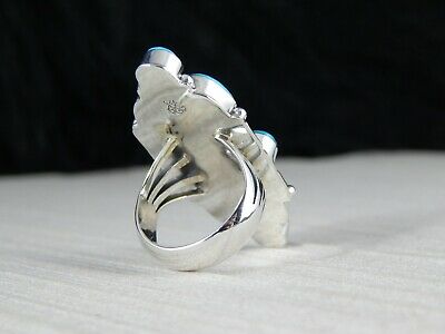 Navajo Turquoise & Sterling Silver Cluster Ring - Clarence Long - Size 7 - High Lonesome Trading