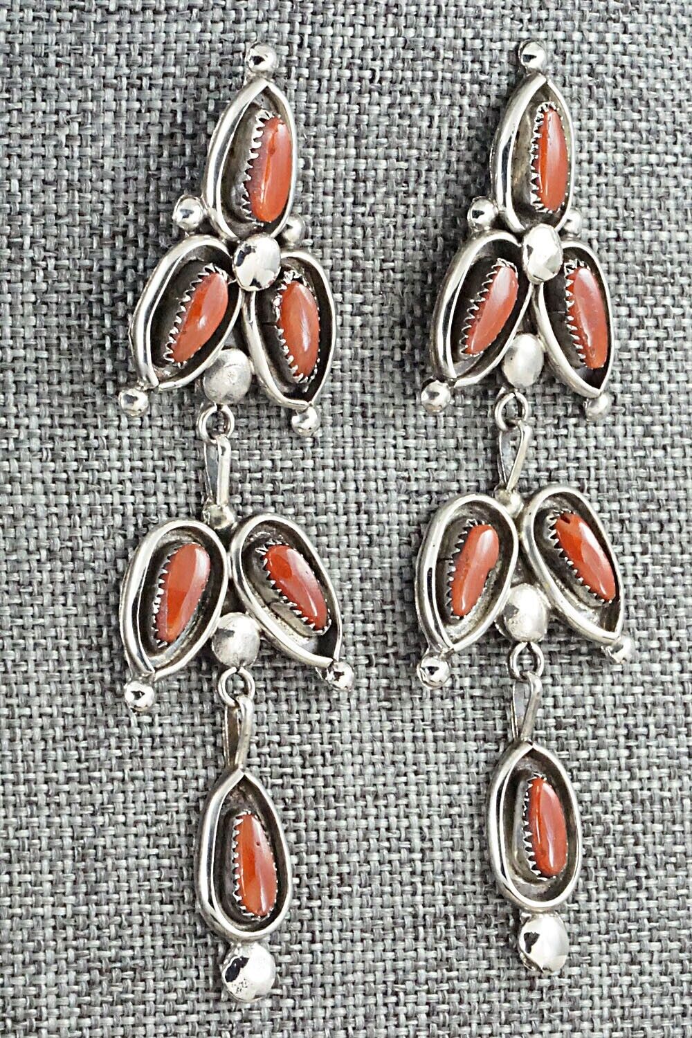 Coral & Sterling Silver Earrings - Viola Bobelu