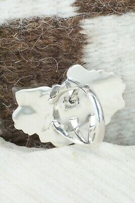 Turquoise, Coral & Sterling Silver Ring - Harry Yazzie - Size 6.5
