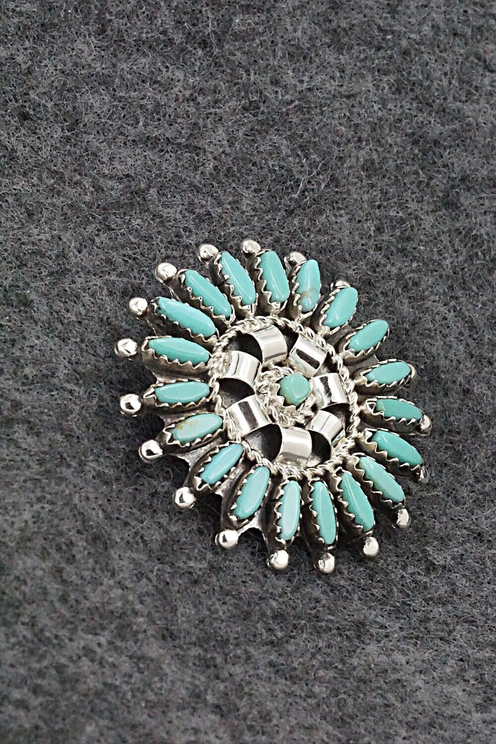 Turquoise & Sterling Silver Pendant/Pin - Nathaniel Nez
