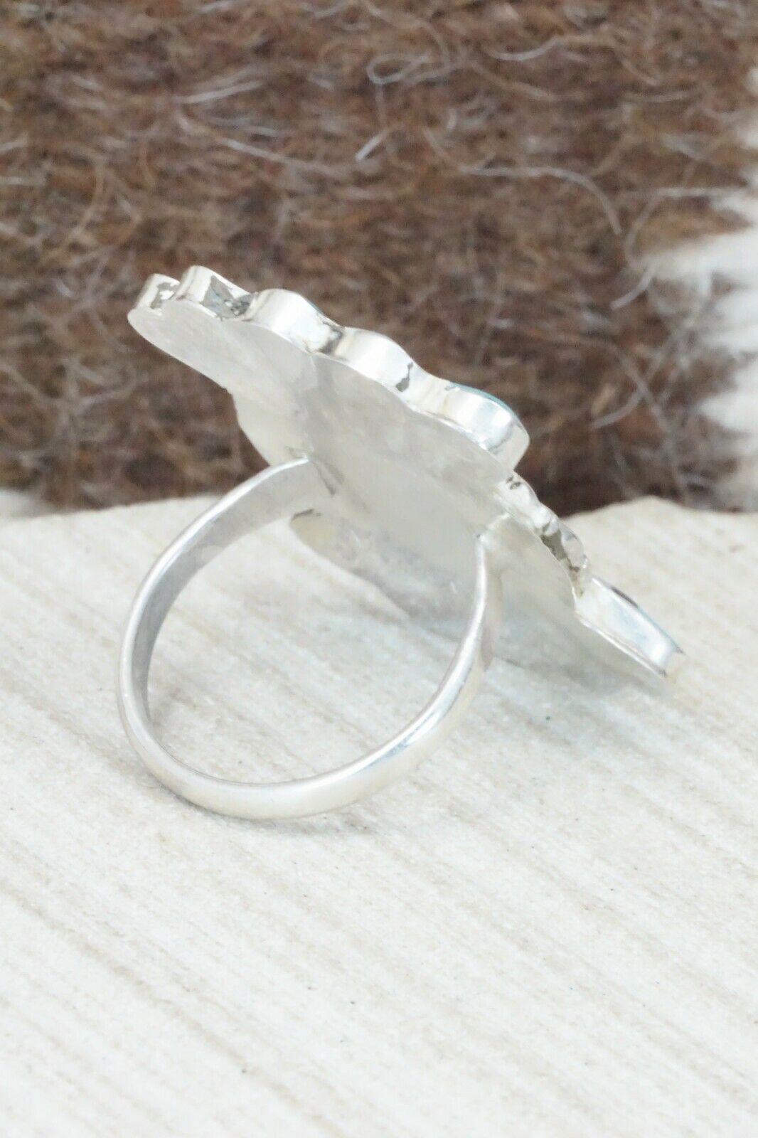 Multi Stone & Sterling Silver Inlay Ring - Verdell Niiha - Size 6.5