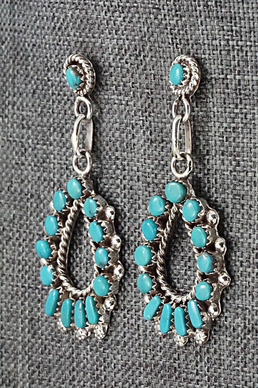 Turquoise & Sterling Silver Earrings - Vangie Tsabetsaye