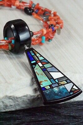 Coral, Turquoise & Sterling Silver Necklace - Chris Nieto