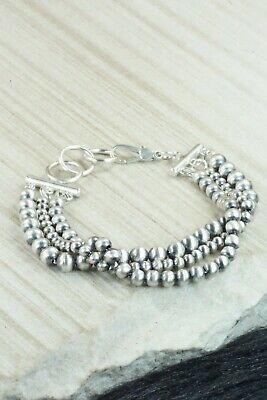 Sterling Silver Navajo Pearl Link Bracelet - Jan Mariano