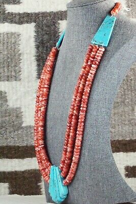 Turquoise & Spiny Oyster Necklace - Lupe Lovato