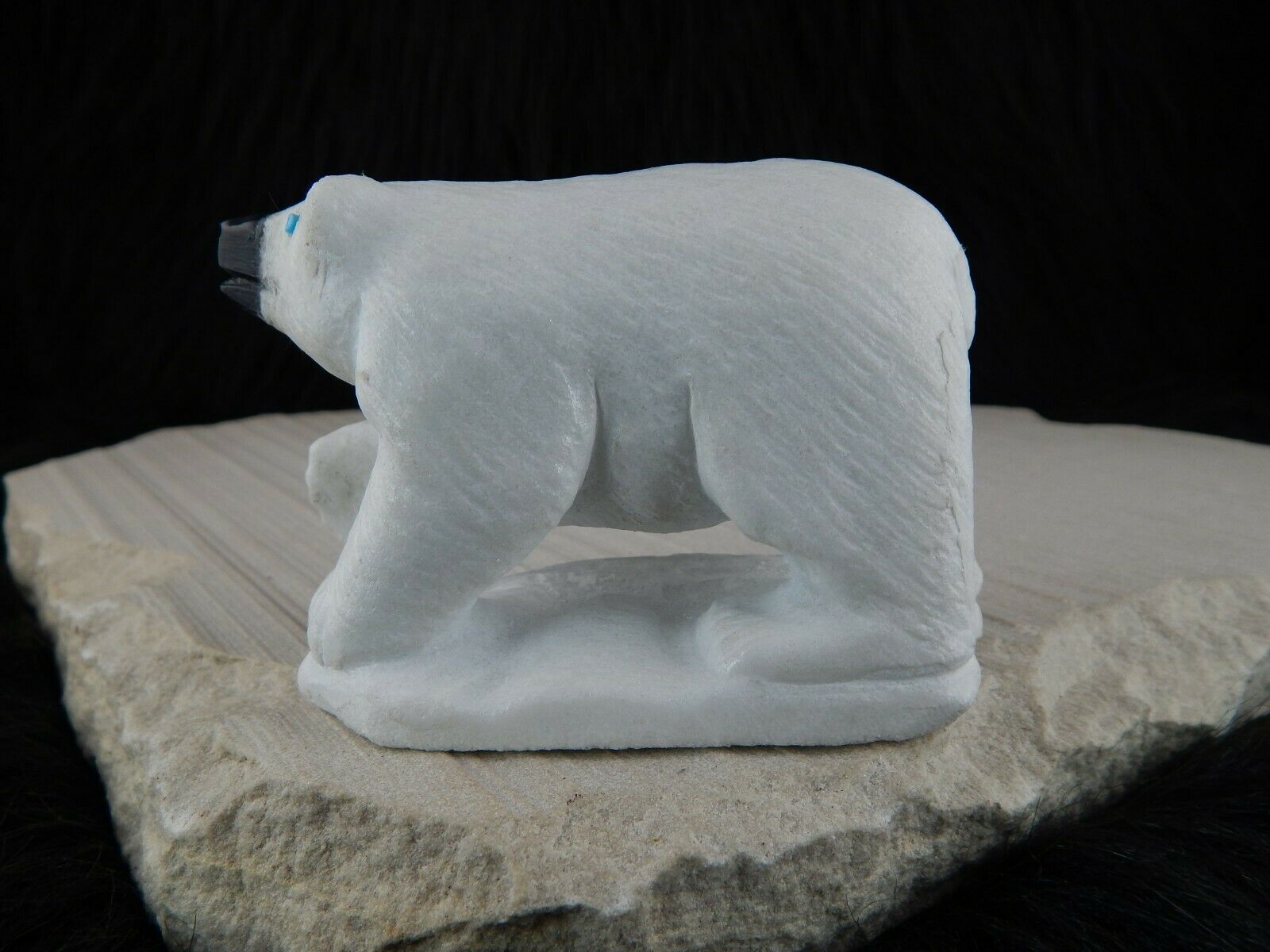 Polar Bear Zuni Fetish Carving - Derrick Kaamasee - High Lonesome Trading