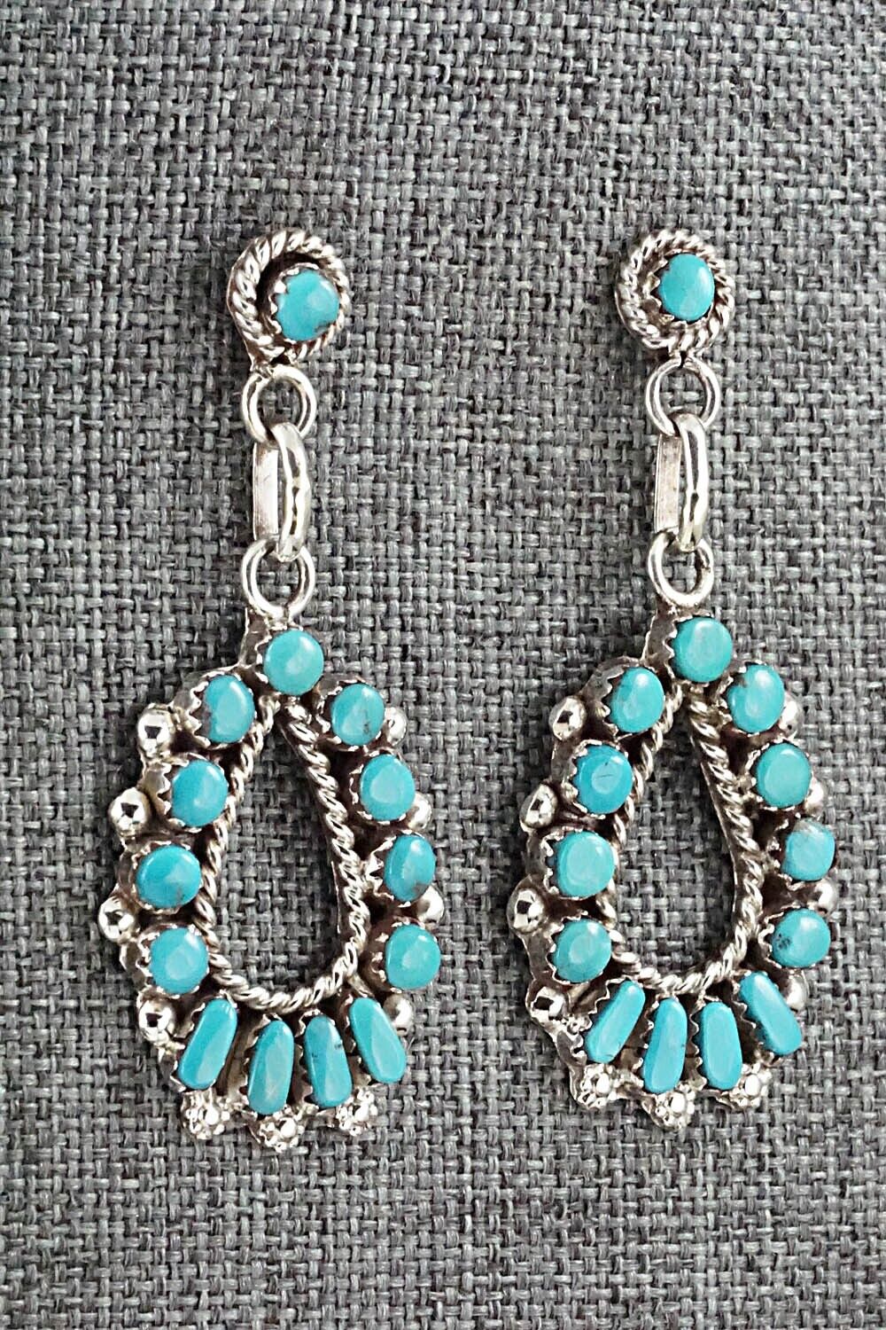 Turquoise & Sterling Silver Earrings - Vangie Tsabetsaye