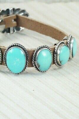7 Stone Turquoise, Sterling Silver and Leather Bracelet - Danny Martinez - High Lonesome Trading