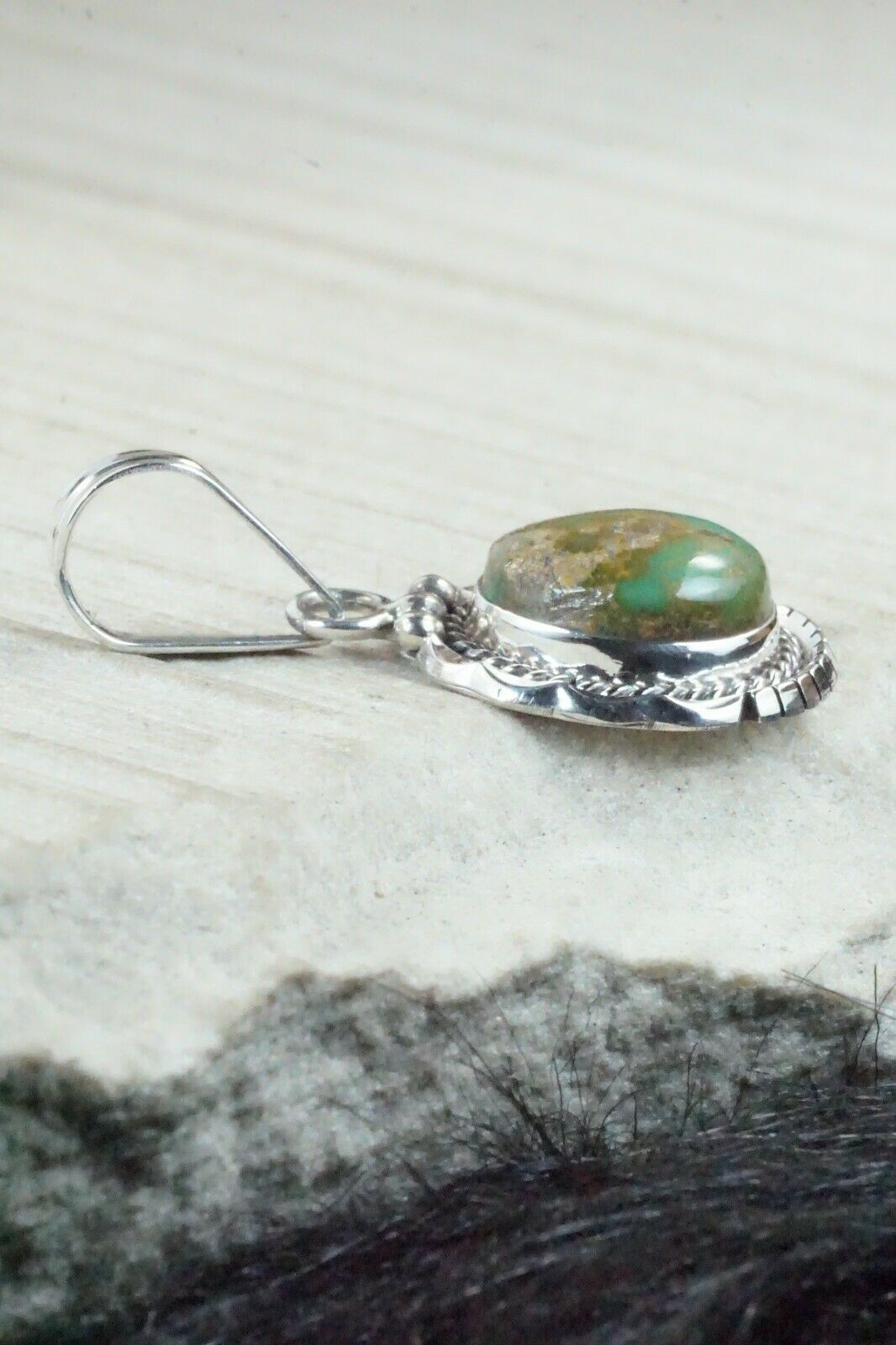 Turquoise and Sterling Silver Pendant - Samuel Yellowhair - High Lonesome Trading