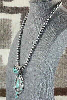 Turquoise and Sterling Silver Pendant & Necklace - Tom Lewis