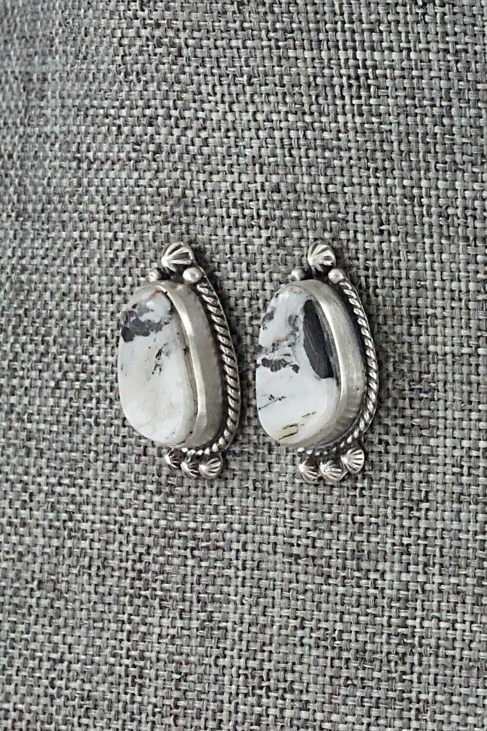 White Buffalo & Sterling Silver Earrings - Sheena Jack
