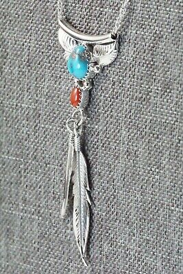 Turquoise, Coral & Sterling Silver Necklace - Sharon McCarthy