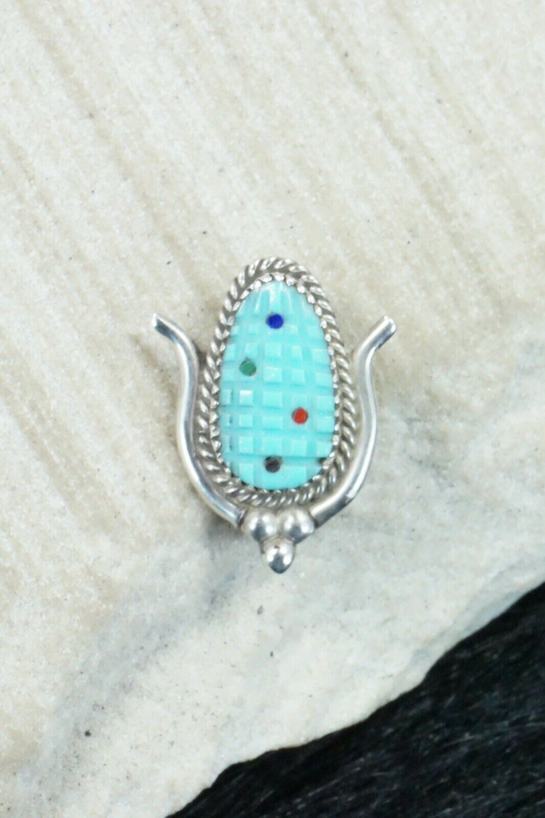 Turquoise & Sterling Silver Pendant/ Pin - Tracy Bowekaty