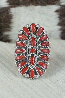 Coral and Sterling Silver Ring - Donovan Wilson - Size 7.5