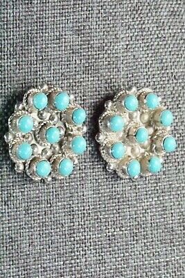 Turquoise and Sterling Silver Earrings - Terrance Panteah & Tammy Johnson - High Lonesome Trading