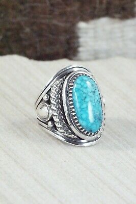 Turquoise & Sterling Silver Ring - Derrick Gordon - Size 8.75