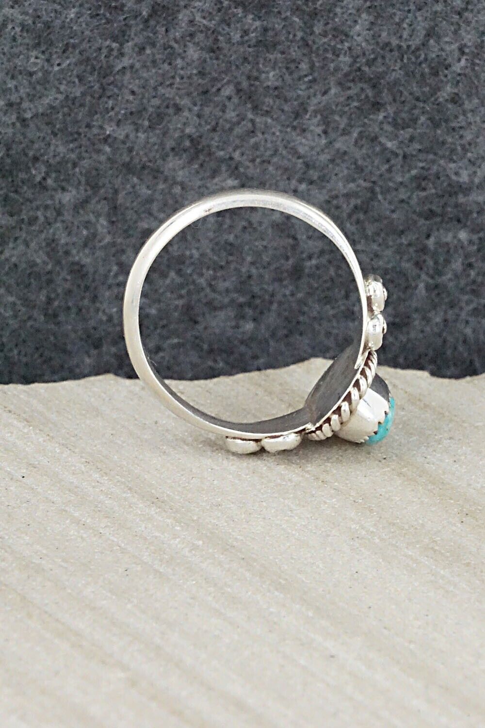 Turquoise & Sterling Silver Ring - Freda Martinez - Size 9.5