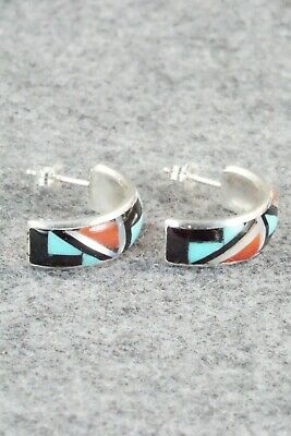 Multi Stone Inlay & Sterling Silver Earrings - Delberta Boone