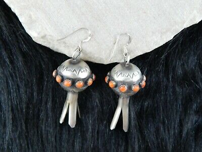 Navajo Sterling Silver & Spiny Oyster Blossom Earrings - Monica Smith - High Lonesome Trading