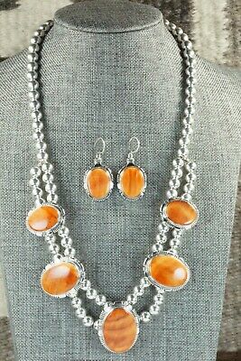 Spiny Oyster & Sterling Silver Necklace and Earrings - Richard Curley