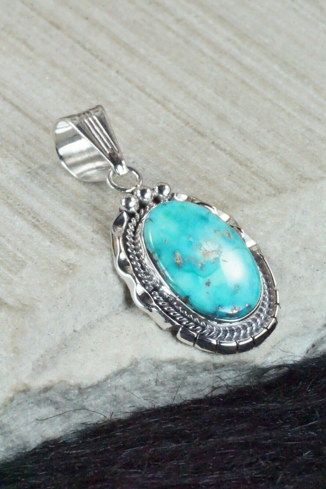 Turquoise and Sterling Silver Pendant - Samuel Yellowhair