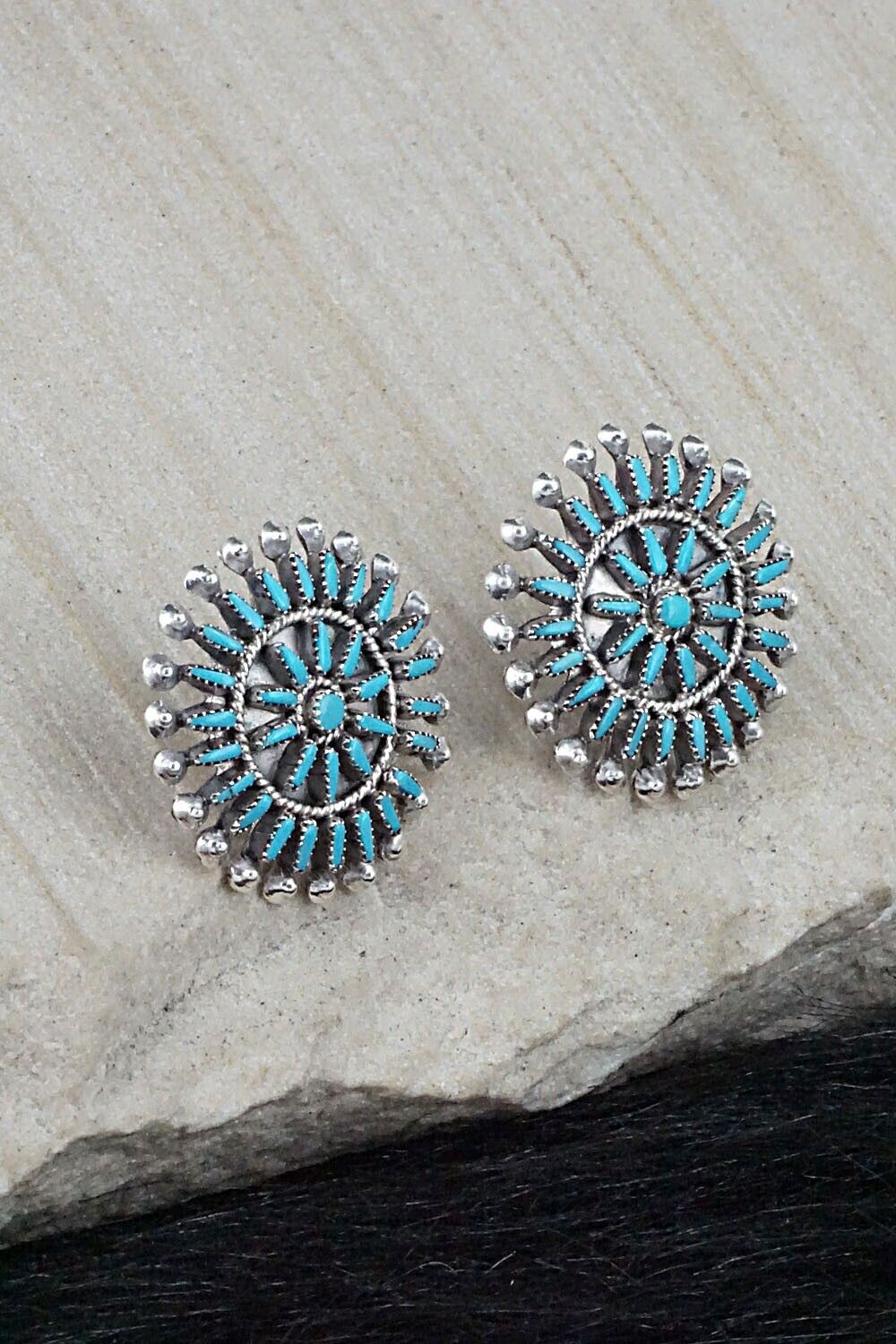 Turquoise & Sterling Silver Earrings - Vincent Johnson