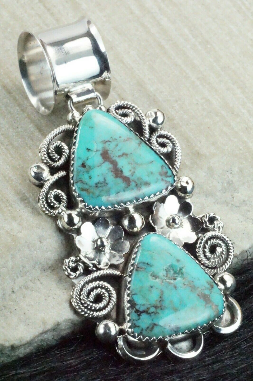 Turquoise and Sterling Silver Pendant - Shirley Largo