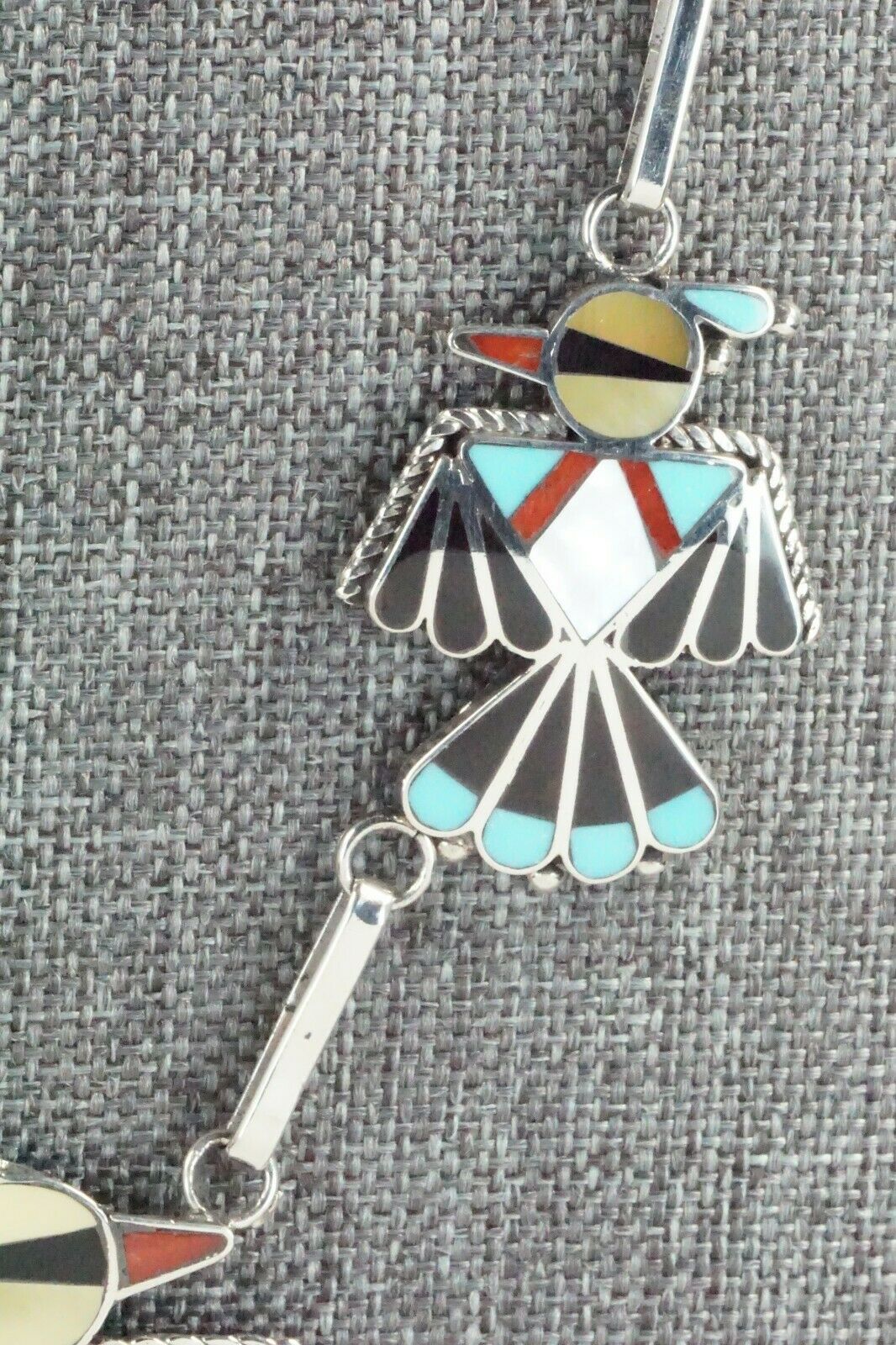 Turquoise, Mother of Pearl & Sterling Silver Inlay Jewelry Set - Adrian Wallace