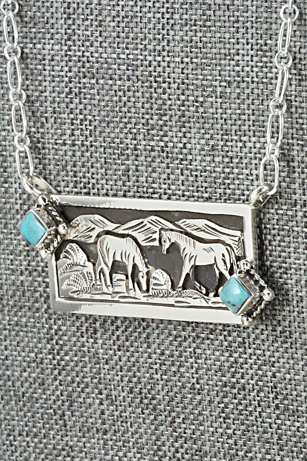 Turquoise & Sterling Silver Necklace - Jeremy Delgarito