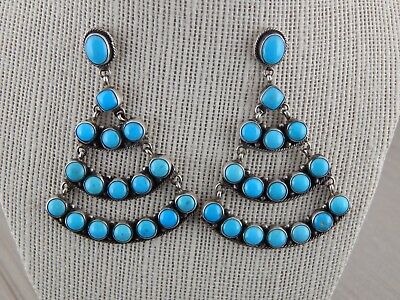 Navajo Turquoise & Sterling Silver Earrings  - P. Johnson - High Lonesome Trading
