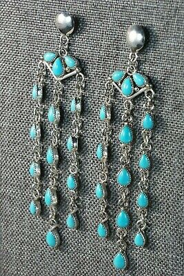 Navajo Turquoise and Sterling Silver Earrings - Anthony Skeets - High Lonesome Trading