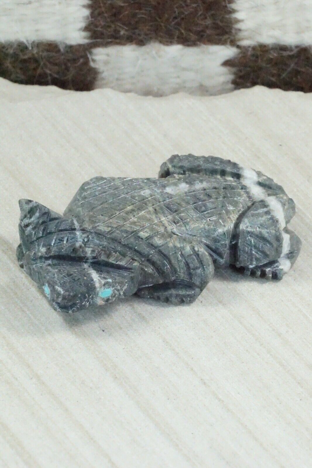 Horned Toad Zuni Fetish Carving - Kent Banteah