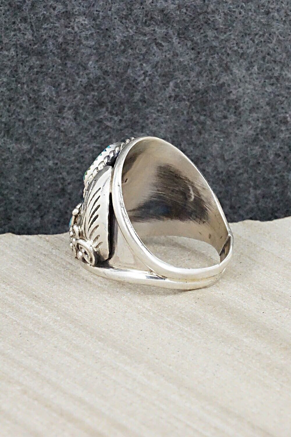 Turquoise & Sterling Silver Ring - Leonard Spencer - Size 11.75